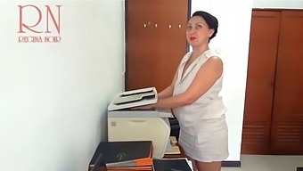 Office Lady Explores Her Sexuality On Mfp Security Camera In The Office