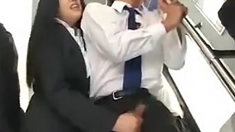 Public Asian Bus Ride Turns Into Sensual Handjob Experience