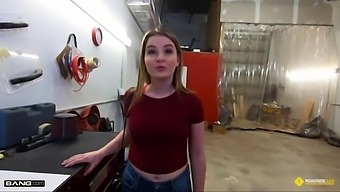 Busty Blonde Gets A Blow Job From A Mechanic On The Side Of The Road