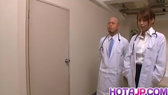 Japanese Nurse Arisa Ebihara Receives Treatment From Three Doctors After Giving Them A Blowjob