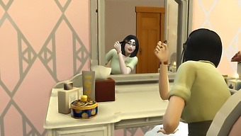 Middle-Aged Japanese Mother And Teenage Son Sleep In The Same Room On A Business Trip