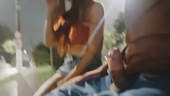 Dangerous Roadside Handjob For Attractive Girl Waiting At The Bus Stop