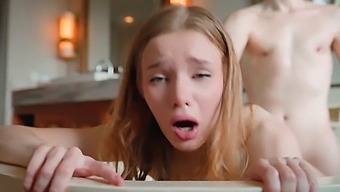 Russian Stepsister'S Unexpected Interruption In The Bathroom During Youtube Time