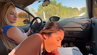 Two Girls Surprise Me With A Blowjob In The Car After A Ride