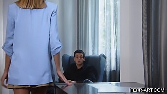 A Seductive Blonde Instructor Mounts Her Male Classmate'S Large Member In A University Setting