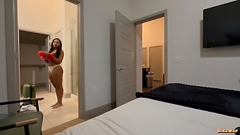 Step-Sis Is A Brunette And She Did Not Wear Any Panties To Bed.